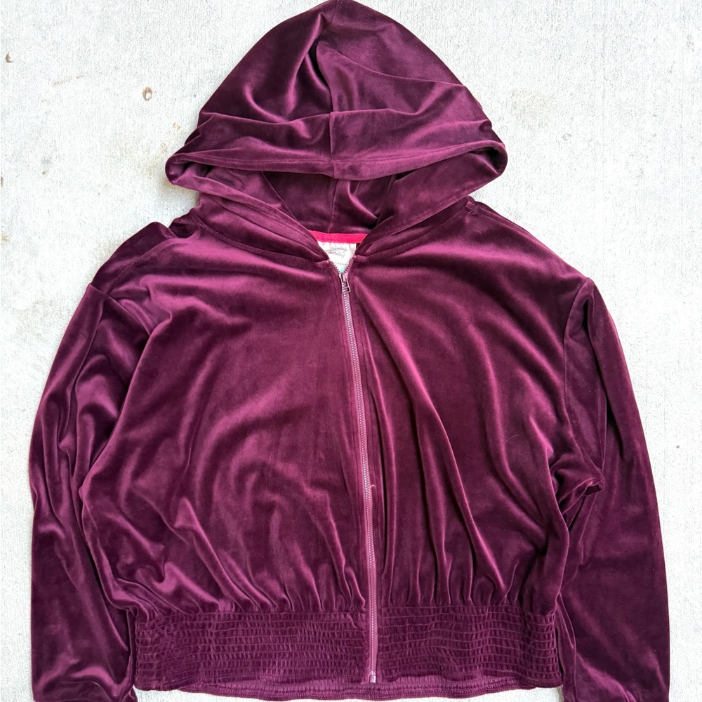 Anthropologie Women’s Velvet Cropped Zip Up Hoodie XL 24x24